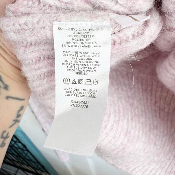Ann Taylor Wool Blend Mock Neck Fuzzy Sweater Pink Preppy Lagenlook Feminine S - Picture 8 of 15